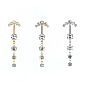 Personality New Sexy Belly Button Ring Zircon Pendant Jewelry Lady’s Body Belly Jewelry for Gift