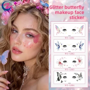 Personalized Glitter Butterfly Tattoo Stickers, Four-color Printing, Water Resistant, Whole Body Application