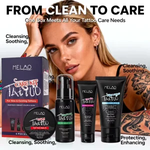 Personalized Tattoo Care Balm Lotion Soap Color Brighten Hydration Repair Soothing Tattoo Aftercare 3 in 1 Set for New Tattoos