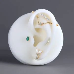 Piercing Stories Body Piercing Jewelry Emerald Natural Gemstone 18K Solid Gold Threadless Top Piercing Jewelry Accessories