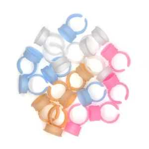 Pigment Easy Fan Pack Silicone Plastic Pink Flower Blooming Extension Cup Glue Eyelash Ring Holder Tattoo Ringcup Disposable Ink