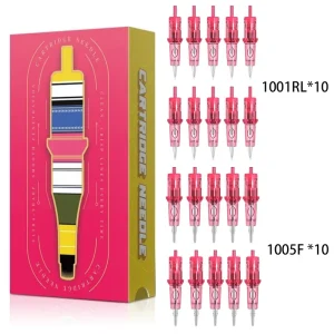 Pink 1001RL 1005F Mixed Size Eyebrow Eyeliner Lips Disposable SMP PMU Tattoo Cartridges Needles for Permanent Makeup