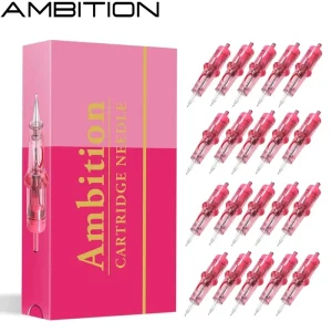 Pink 20Pcs Box 1RL 3RL 5RL 7RL 5F 7F SMP PMU Eyebrow Tattoo Needle Cartridge for Permanent Makeup Lips Eyeliner Scalp