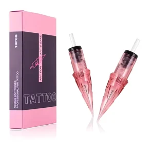 Pink 316 Stainless Steel Disposable Tattoo Cartridge Grip Needles 10m1 for Rotary Machine EO Gas Sterilized 0.30mm Tattoos