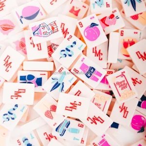Pink Acrylic Hand-Painted American Mahjong Tile Set with Mat for Women Game Night Birthday 160-Tile Eco-Friendly