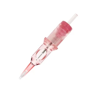 Pink Disposable Tattoo Needle Cartridges for QUATAT Model RL RS RM 1.5mm Length for Permanent Body Art and Eyebrow