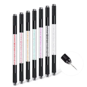 Pink Eyebrow Permanent Makeup Hand Tools Dual Head Eyebrow Micro Tattoo Pen for 3d Eyebrow Embroidery
