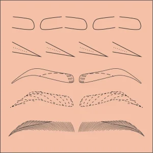 Pink Permanent Makeup Silicone Pad Pre printed Strokes Practice Skin Hair Strokes Pattern Brows Microblading Practice Latex