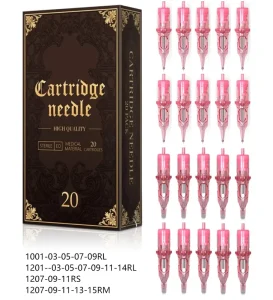 Pink Pro 20pcs 1RL 3RL 5RL 7RL 9RL 11RL 14RL 7RS 9RS 11RS 7RM 9RM 11RM 13RM 15RM Mixed Size Disposable Tattoo Cartridges Needles