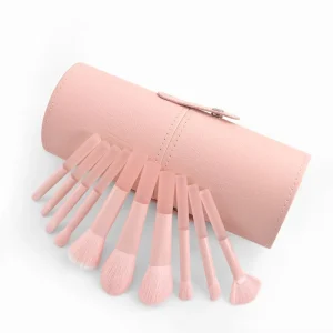 Pink Professional Travel Makeup Brush Set 7pcs 10pcs with Bag for Face & Eye Use