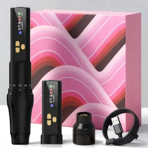Pink Tattoo Machine Pen Disposable Wireless Rechargeable High Speed 10000 RPM Rotary Tattoo Machine