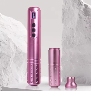 Pink and Black Wireless Tattoo Pen Professional Rotating Tattoo Gun with Extra Battery