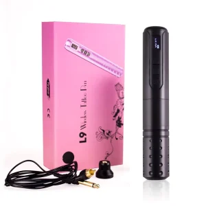 Pink and Black Wireless Tattoo Pen Rotating Tattoo Gun with Extra Battery