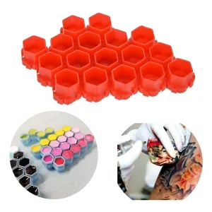Plastic Colorful Honeycomb Shape Disposable Tattoo Ink Cups Pigment Holder Tattoo Ink Caps 200pcs/box