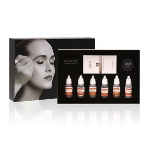 Plastic Microblading Eyebrow Pigment Kit Permanent Makeup Tool with 6 Colors Long-Lasting