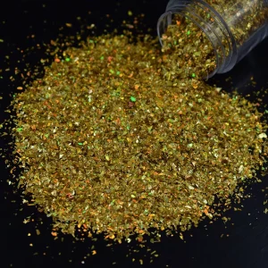 Polyester Holographic Gold Mix Broken Glass Mixed Irregular Shape Glitter Shards Flakes for Nail Polish Art Body Crafts