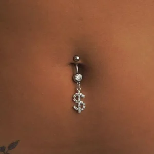Popular Piercing Bling Crystal Rhinestone Love Heart Pendant Belly Button Rings Sexy Diamond Heart Shape Heart Navel Ring