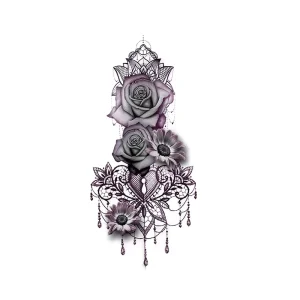 Popular Rose Tattoo with Red Flower Water Transfer Waterproof Tattoo Sticker