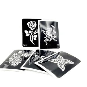 Popular Small Image 3D Tattoo Stickers Henna Glitter Tattoo Stencils Template Body Painting Stencil Paper Tattoo