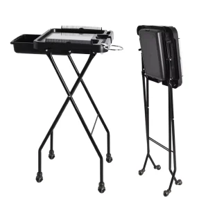 Portable 4 Wheel Foldable Hair Color Extension Cart Magnetic Chassis Salon Trolley for Hair Styling