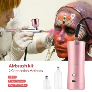 Portable Airbrush Kit with 3 Pressure Levels Rechargeable Mini Air Compressor for Makeup, Body Painting and Nail Art