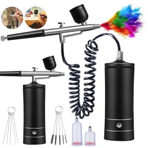 Portable Airbrush Paint Spray Mini Spray Gun Wireless Air Brush Painting Airbrush Kit with Compressor