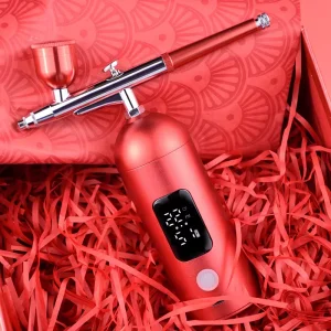 Portable Compact Airbrush Kit with Piston Compressor Gravity Feed for Nail Art Makeup Cake & Tattoo Crafts ABS Material