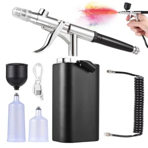 Portable Cordless 40PSI High Pressure Airbrush Kit Rechargeable Handheld Air Brushes with 0.3mm Tip for Painting