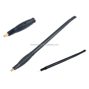 Portable Disposable Plastic Microblading Pen 2 in 1 18U 5R Blades Brows Semi Permanent Makeup 3D Brows HairStrokes Ruler