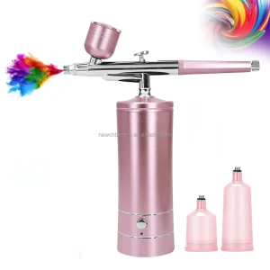 Portable Double-Action Cordless Airbrush Kit Air Brush Gun Spray for Cake Decorators Makeup Nail Art Tattoos DIY Paint Model Use