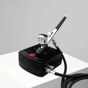 Portable Dual Action Gravity Feed Airbrush Kit with Air Compressor Spray Gun for Makeup, Cake, Nail, Model and Barber