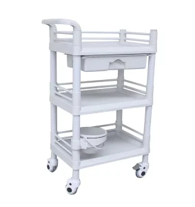 Portable Medical Grade Rolling Cart with ABS Wheels 50kg Load Capacity Storage Trolley Hospital & Clinic Use