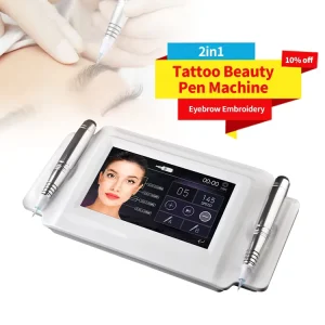 Portable Permanent Makeup Tattoo Machine Micro Blading Derma Roller Eyebrow Eyeliner Lips Semi Mesotherapy Mesogun 2 in 1