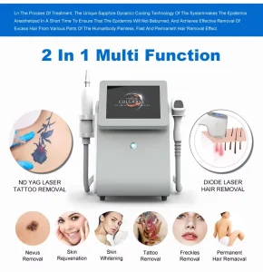 Portable Professional 2 in 1 Diode Laser Machine Cooling System for Hair Removal Skin Rejuvenation Tattoo Removal Home