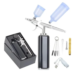 Portable Single Action Metal Airbrush Compressor Kit Nail Mineral Paint Gun for Face Beauty Nail Art Tattoo Craft Cake Paint