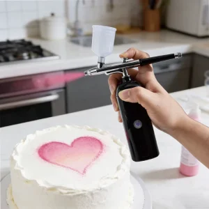 Portable Square Cake Airbrush Kit Rechargeable Cordless Cake Tools Set with Adjustable Features for Professional Baking