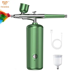 Portable Wireless ABS Nano Airbrush System Low Noise Gravity Gel Nail Art Sprayer Travel-friendly Barber Paint Spray Compressor