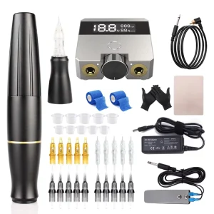 Power Body Art Tattoo Machine Tools Kit Rotary Pen Set Fit Universal Tattoo Cartridge Needles
