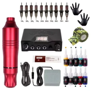 Power Supply Permanent Makeup Machine Wireless Kits Rotary Pen Cartridges Needles Rotary Tattoo Machine Set