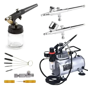 Powerful 1/6 HP Single-piston Copper ABS Gravity Feed Dual Action Compressor Cleaning Kit for Cake Decoration Nail Art USB