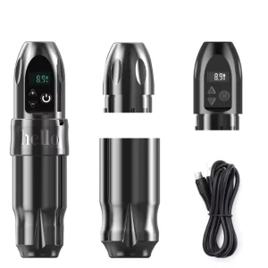 Powerful Motor Wireless Tattoo Pen Machine Digital Rotary Tattoo Gun with Double Battery for Body Art