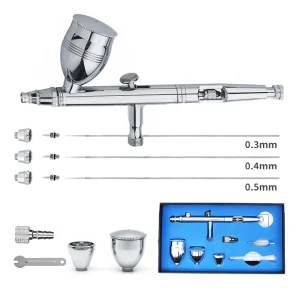Precision Detail Control Rechargeable Copper Piston Automotive Nail Art Paint Airbrush Compressor Kit 0.2 0.5mm Nozzles