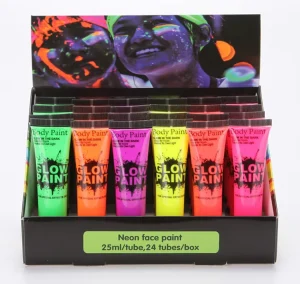 Premium 24 Pcs a Set Body Face Water Based Fluorescence Neon Paint Pigment Beautiful Color Paint Set Glow Body Paint