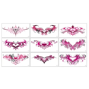 Private Belly Love Couple Tattoo Sticker New Sexy Succubus Design for Breast Temporary Body Art Paper Material 1-3 Weeks