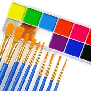 Private Label 12 Color Neon UV Face and Body Art Makeup Pigments Halloween Palette for Body Painting Supplies