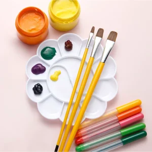 Private Label 13cm White Plastic Paint Palette Flower Paint Tray Body Painting Palettes for Kids Body Face Painting