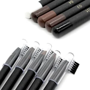 Private Label Custom Logo Black White Suppliers Korea Vegan Permanent Makeup PMU Micro Waterproof Eyebrow Pencil with Brush