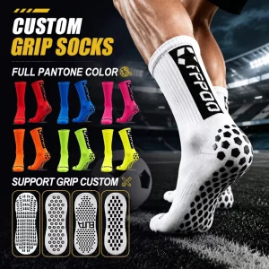 Private Label Custom Logo Crew Anti Slip Nylon Spandex Basketball Soccer Training Breathable Crew Sports Grip Socks