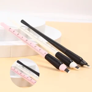 Private Label Disposable Pen Soft Rubber Handle Eyebrow Microblading Pen Manual Hand Tool With Ruler