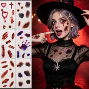 Private Label Halloween Scar Tattoo Sticker Realistic Bloody Wounds Cosmetic Grade Non Toxic Tattoo Decals OEM ODM